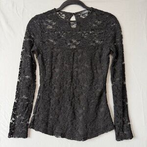 Le Chateau Womens Whimsigoth Lace Top Size XS Black Fairy Grunge Lined Witchy